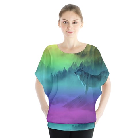 Yellowstone Wolfs Sunset Blouse by PodArtist