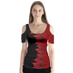 Canada Maple Leaf  Butterfly Sleeve Cutout Tee 