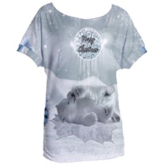 Cute Polar Bear Baby, Merry Christmas Women s Oversized Tee