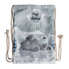 Cute Polar Bear Baby, Merry Christmas Drawstring Bag (Large)