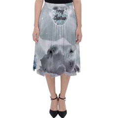 Cute Polar Bear Baby, Merry Christmas Folding Skater Skirt