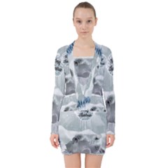 Cute Polar Bear Baby, Merry Christmas V-neck Bodycon Long Sleeve Dress by FantasyWorld7