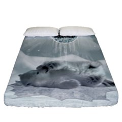 Cute Polar Bear Baby, Merry Christmas Fitted Sheet (Queen Size)