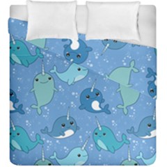 Cute Narwhal Pattern Duvet Cover Double Side (king Size) by Bigfootshirtshop