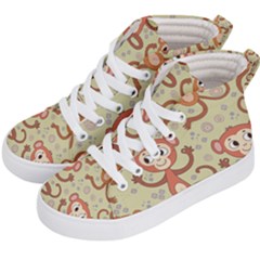 Cute Cartoon Monkeys Pattern Kid s Hi-top Skate Sneakers by Bigfootshirtshop