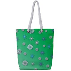 Snowflakes Winter Christmas Overlay Full Print Rope Handle Tote (small) by Celenk