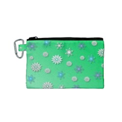 Snowflakes Winter Christmas Overlay Canvas Cosmetic Bag (small) by Celenk