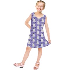 Bat And Ghost Halloween Lilac Paper Pattern Kids  Tunic Dress by Celenk