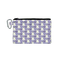 Bat And Ghost Halloween Lilac Paper Pattern Canvas Cosmetic Bag (small)