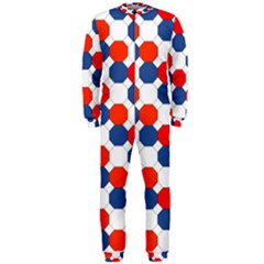 Geometric Design Red White Blue Onepiece Jumpsuit (men)  by Celenk