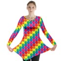 Rainbow 3d Cubes Red Orange Long Sleeve Tunic  View1