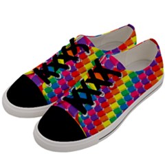 Rainbow 3d Cubes Red Orange Men s Low Top Canvas Sneakers by Celenk