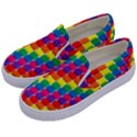 Rainbow 3d Cubes Red Orange Kids  Canvas Slip Ons View2