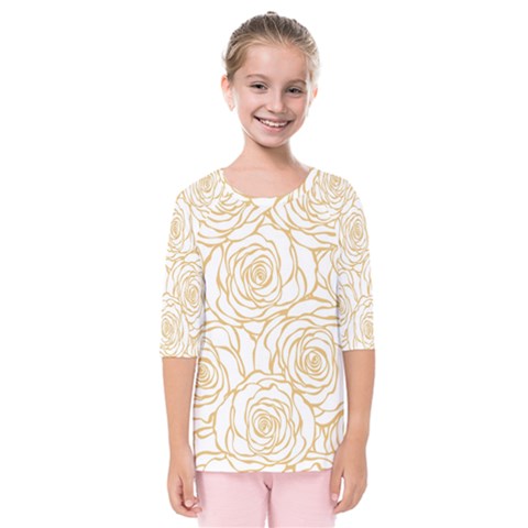 Yellow Peonies Kids  Quarter Sleeve Raglan Tee by NouveauDesign