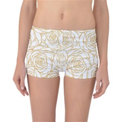 Yellow Peonies Reversible Boyleg Bikini Bottoms by NouveauDesign