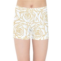 Yellow Peonies Kids Sports Shorts by NouveauDesign