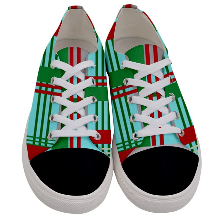 Christmas Plaid Backgrounds Plaid Women s Low Top Canvas Sneakers