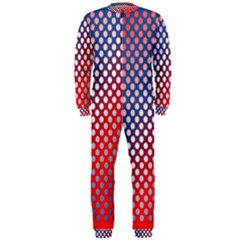 Dots Red White Blue Gradient Onepiece Jumpsuit (men)  by Celenk