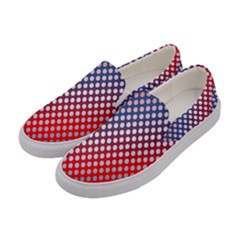 Dots Red White Blue Gradient Women s Canvas Slip Ons by Celenk