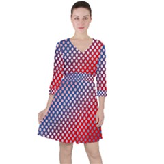 Dots Red White Blue Gradient Ruffle Dress