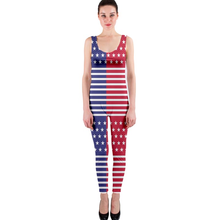 American Flag Patriot Red White OnePiece Catsuit