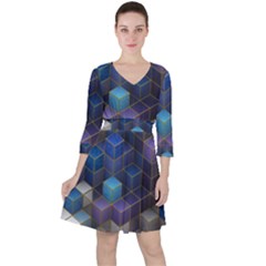 Cube Cubic Design 3d Shape Square Ruffle Dress