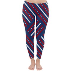 Patriotic Red White Blue Stars Classic Winter Leggings by Celenk