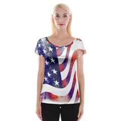 Usa Flag America American Cap Sleeve Tops by Celenk