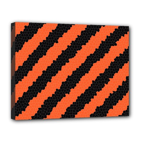 Black Orange Pattern Canvas 14  x 11 