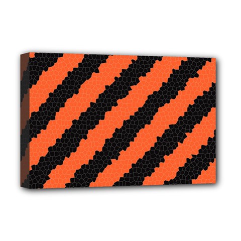 Black Orange Pattern Deluxe Canvas 18  x 12  