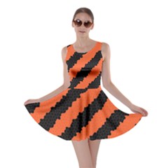 Black Orange Pattern Skater Dress