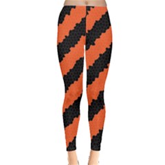 Black Orange Pattern Leggings 