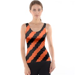 Black Orange Pattern Tank Top