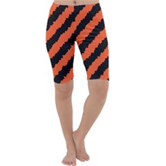 Black Orange Pattern Cropped Leggings 