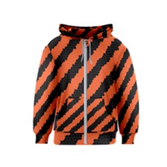 Black Orange Pattern Kids  Zipper Hoodie