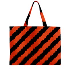 Black Orange Pattern Zipper Mini Tote Bag