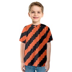 Black Orange Pattern Kids  Sport Mesh Tee