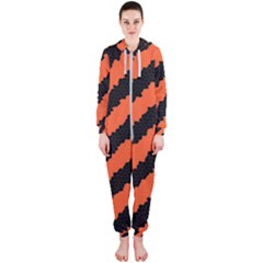 Black Orange Pattern Hooded Jumpsuit (Ladies) 