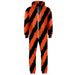 Black Orange Pattern Hooded Jumpsuit (Men) 