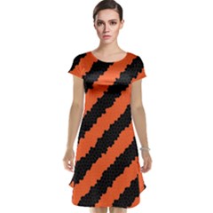 Black Orange Pattern Cap Sleeve Nightdress