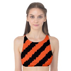 Black Orange Pattern Tank Bikini Top