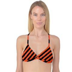 Black Orange Pattern Reversible Tri Bikini Top