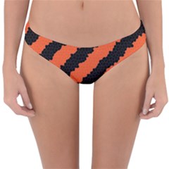 Black Orange Pattern Reversible Hipster Bikini Bottoms