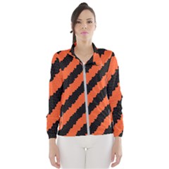 Black Orange Pattern Wind Breaker (Women)