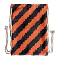 Black Orange Pattern Drawstring Bag (Large)