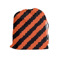 Black Orange Pattern Drawstring Pouches (Extra Large)