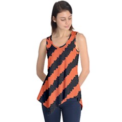 Black Orange Pattern Sleeveless Tunic