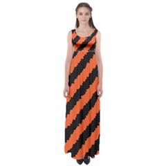 Black Orange Pattern Empire Waist Maxi Dress