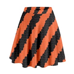 Black Orange Pattern High Waist Skirt