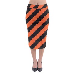 Black Orange Pattern Midi Pencil Skirt